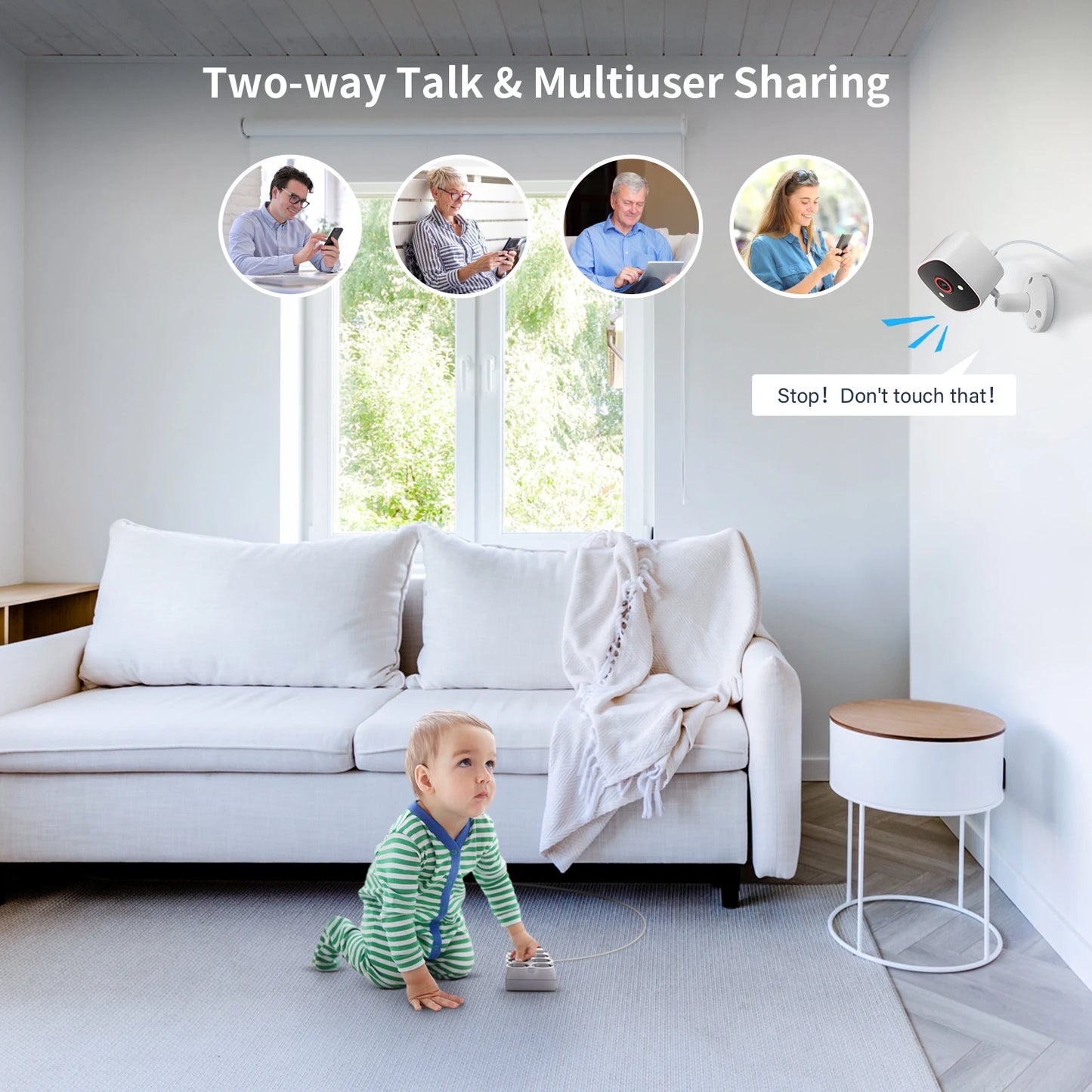 WiFi Indoor Outdoor Security Cameras Color Night Vision IP66 Waterproof Pet Dog Cat Baby Monitor 2K HD Wireless