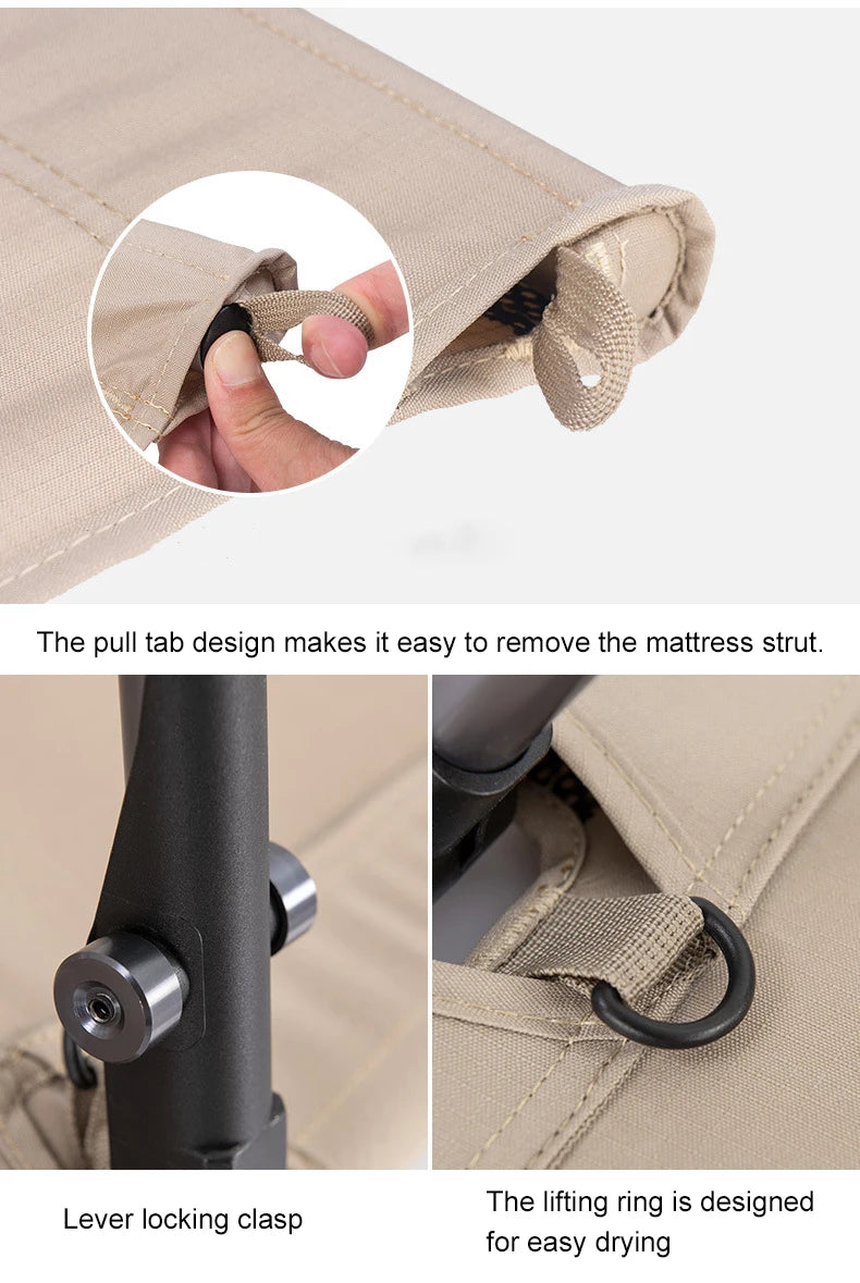 Ultralight Camping Cot Portable Folding Camp Bed with Adjustable Height Aluminum Frame