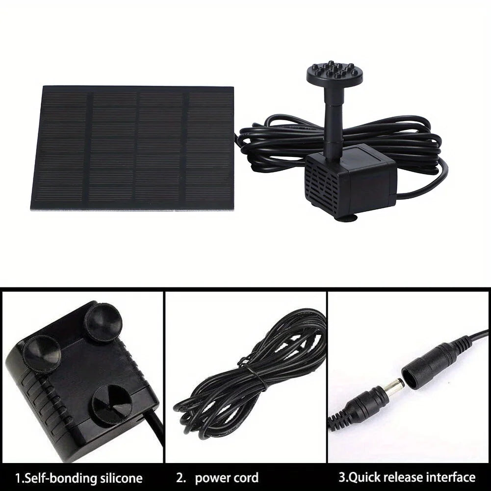 Outdoor Fountain Solar Floating Water Pump with 6 Spray Nozzles for Garden Pond and Bird Bath
