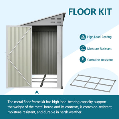 Backyard Storage Shed Outdoor Metal Tool Shed with Lockable Door and Window Sloping Roof Metal Backyard Shed for Garden Office and Storage