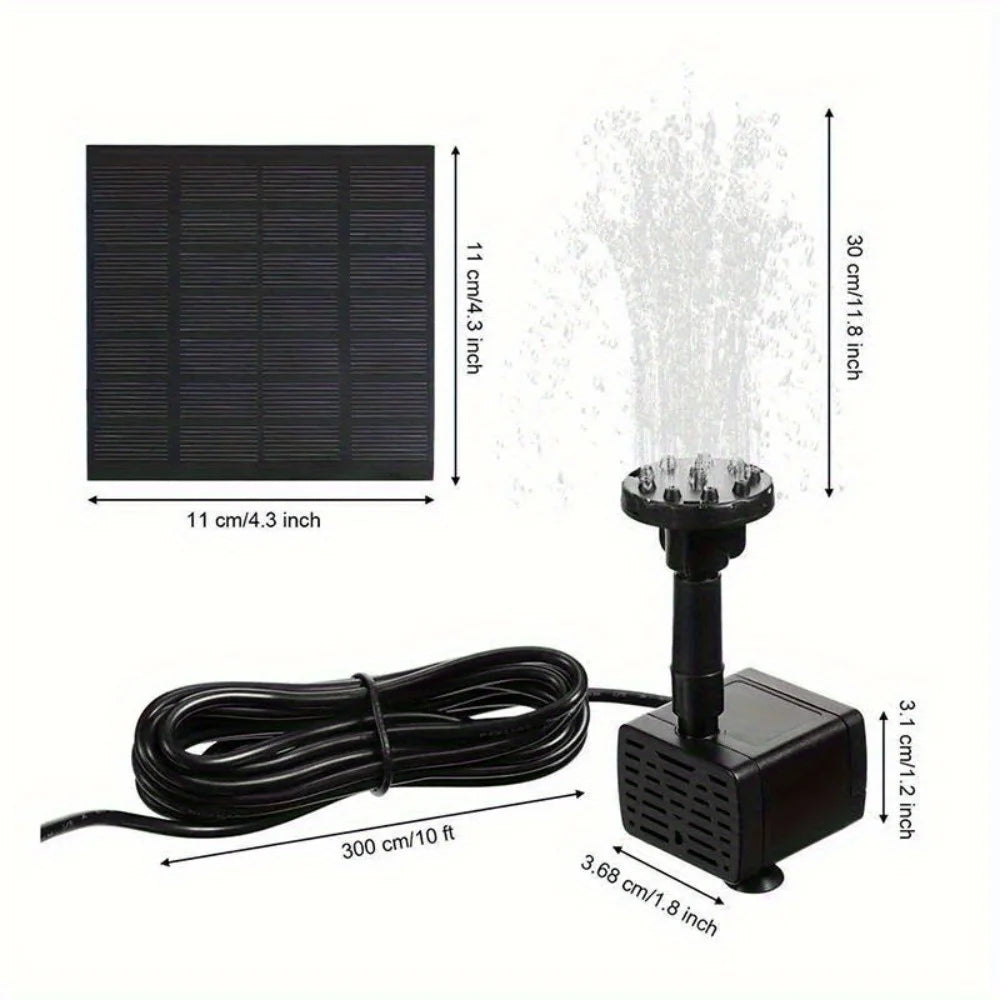 Outdoor Fountain Solar Floating Water Pump with 6 Spray Nozzles for Garden Pond and Bird Bath