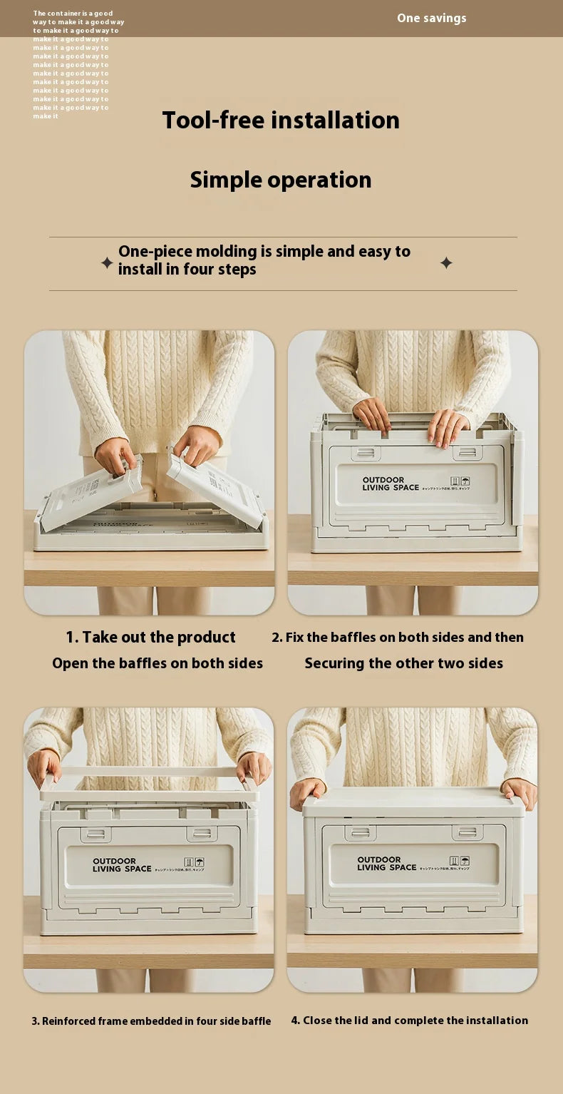 Outdoor Camping Folding Storage Box For Bedroom And Car Mounted Plastic Storage Cabinet For Clothes And Toys