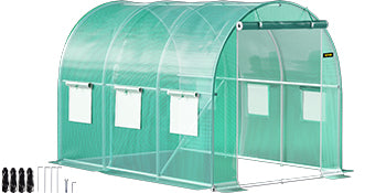 Outdoor Greenhouse Tunnel Walk-In Greenhouse with Galvanized Frame and PE Cover