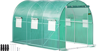 Outdoor Greenhouse Tunnel Walk-In Greenhouse with Galvanized Frame and PE Cover