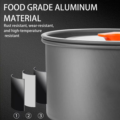 Portable Cookware Cookset Camp Cookware Set Camping Cooking Set Non Stick Camping Cookware Camping Cooking Pot Set with Kettle