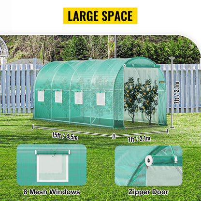Outdoor Greenhouse Tunnel Walk-In Greenhouse with Galvanized Frame and PE Cover