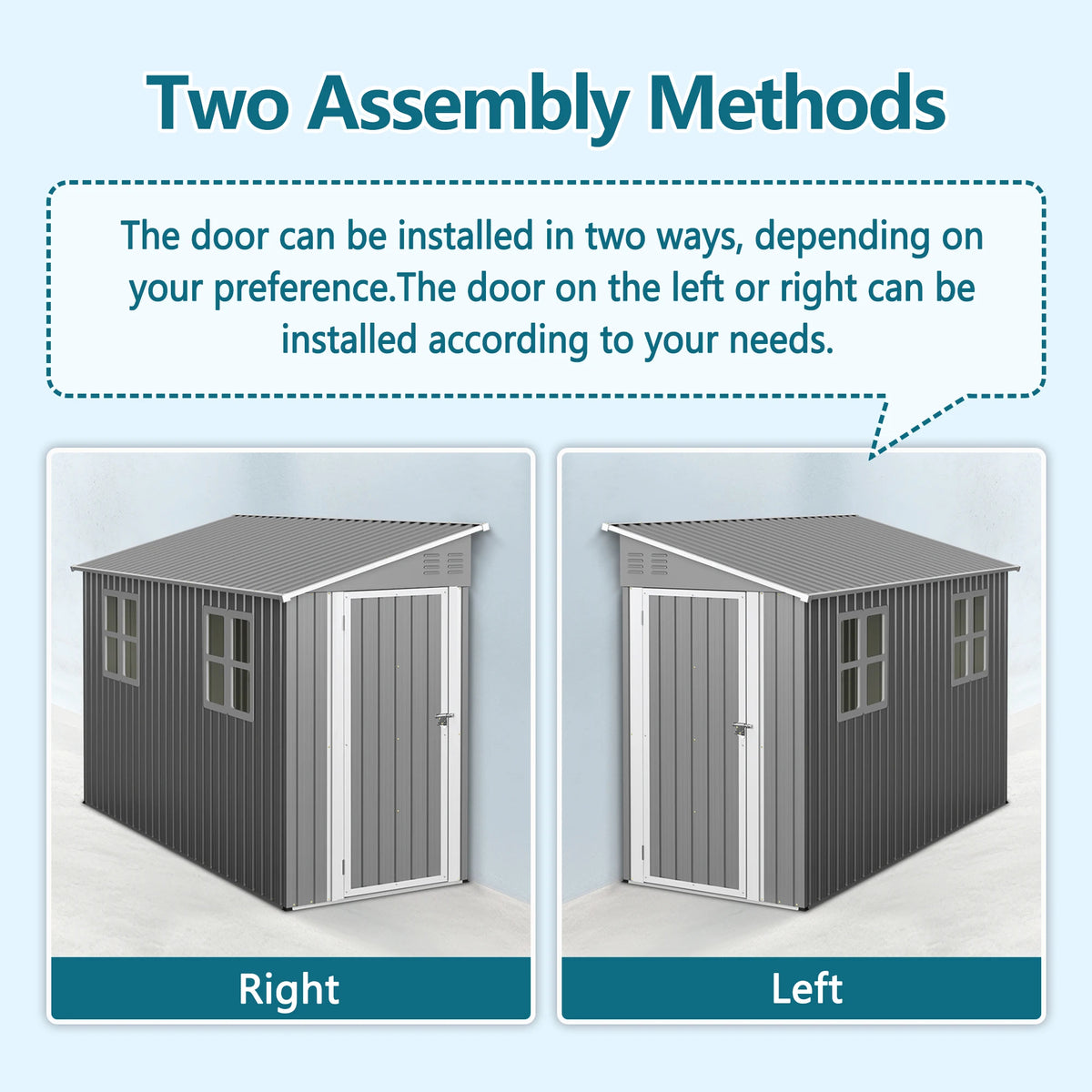 Backyard Storage Shed Outdoor Metal Tool Shed with Lockable Door and Window Sloping Roof Metal Backyard Shed for Garden Office and Storage