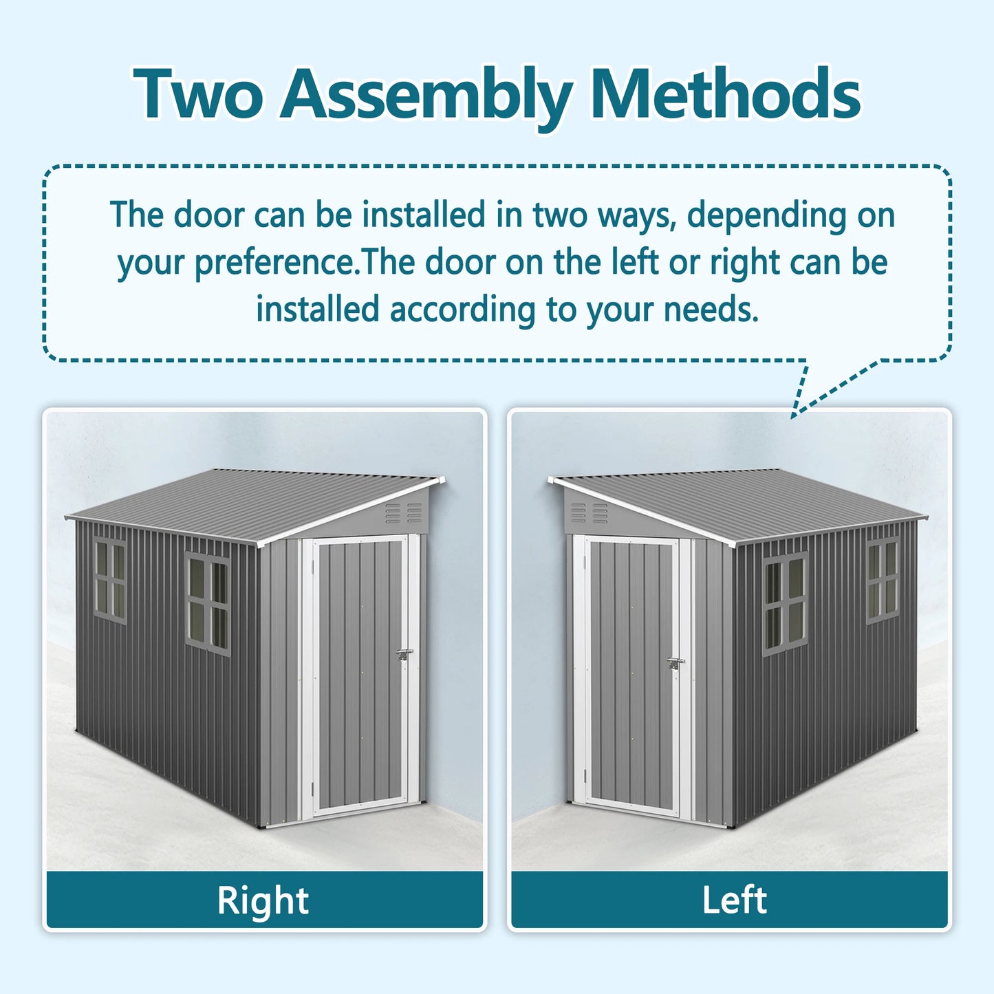 Backyard Storage Shed Outdoor Metal Tool Shed with Lockable Door and Window Sloping Roof Metal Backyard Shed for Garden Office and Storage