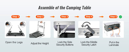 Folding Camping Table Foldable Collapsible Camping Table Light Weight Folding Table Campground Cooking Side Table with Storage