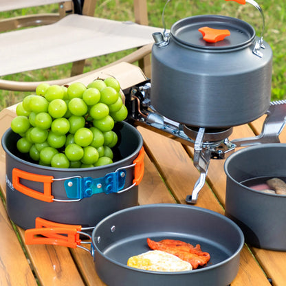 Portable Cookware Cookset Camp Cookware Set Camping Cooking Set Non Stick Camping Cookware Camping Cooking Pot Set with Kettle