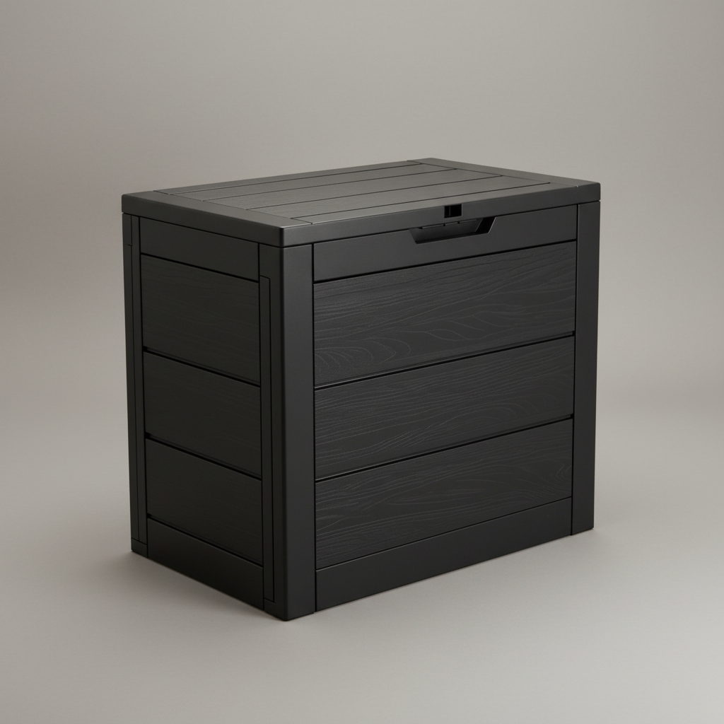 Outdoor Deck Box With Lockable Lid And Heavy Duty Hinged Door White And Green Plastic Storage Container