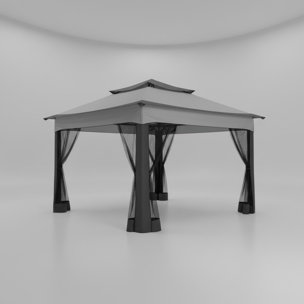 Pop Up Gazebo 12x12 Backyard Canopy Tent with Mosquito Netting Steel Frame Portable Event Shelter