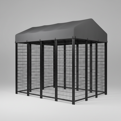 Outdoor Dog Kennel Heavy-Duty Metal Dog Enclosure with Weatherproof Roof