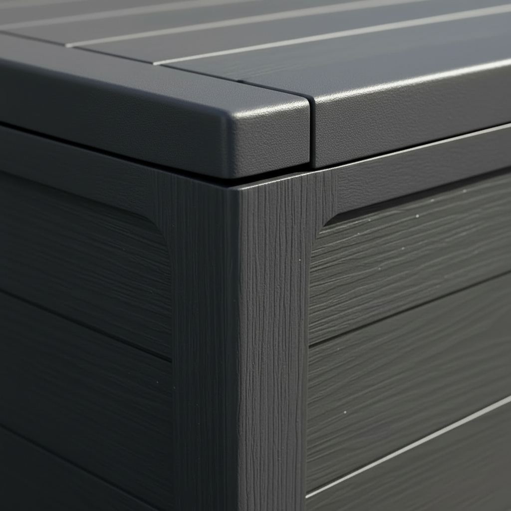 Outdoor Deck Box With Lockable Lid And Heavy Duty Hinged Door White And Green Plastic Storage Container