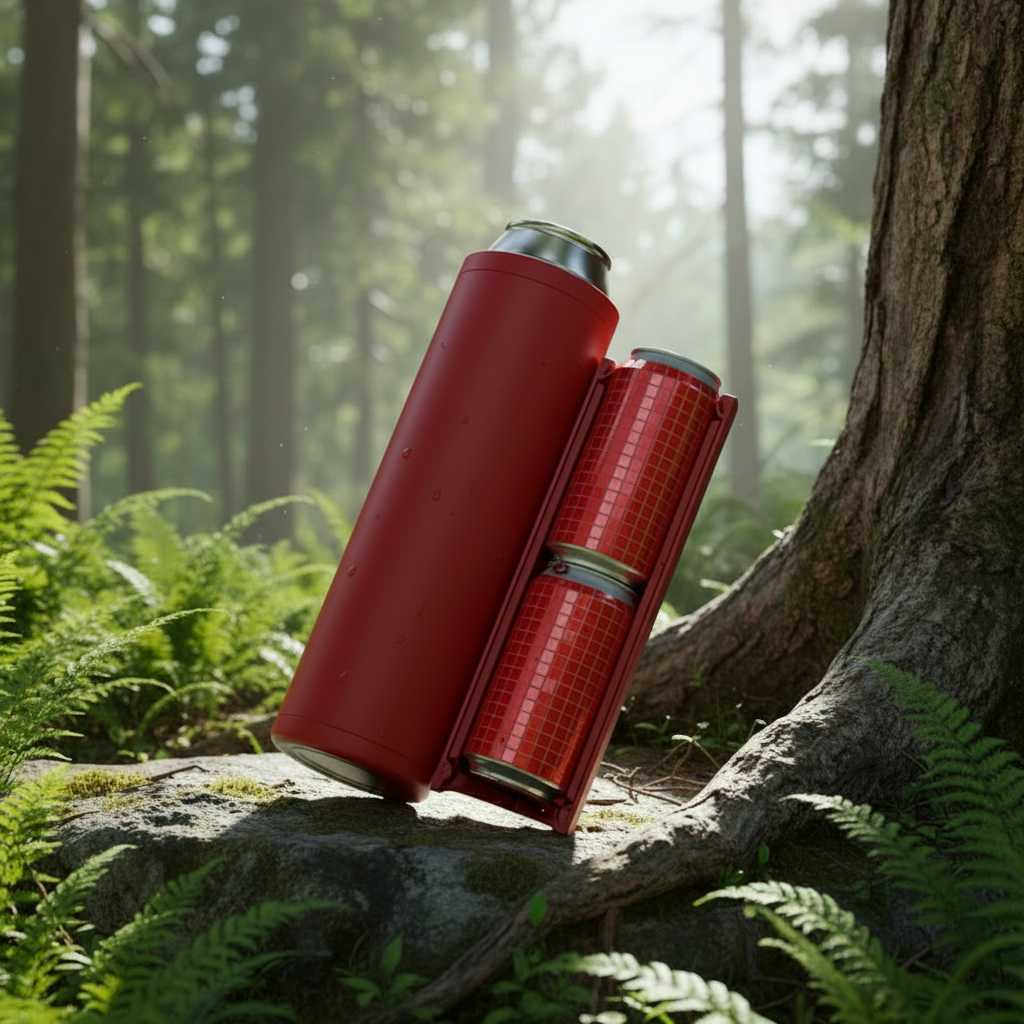 Portable Beverage Can Holder Drink Insulator Storage Container Holds Two Cans for Outdoor Party Camping Reusable Plastic Cooler with Secure Lid