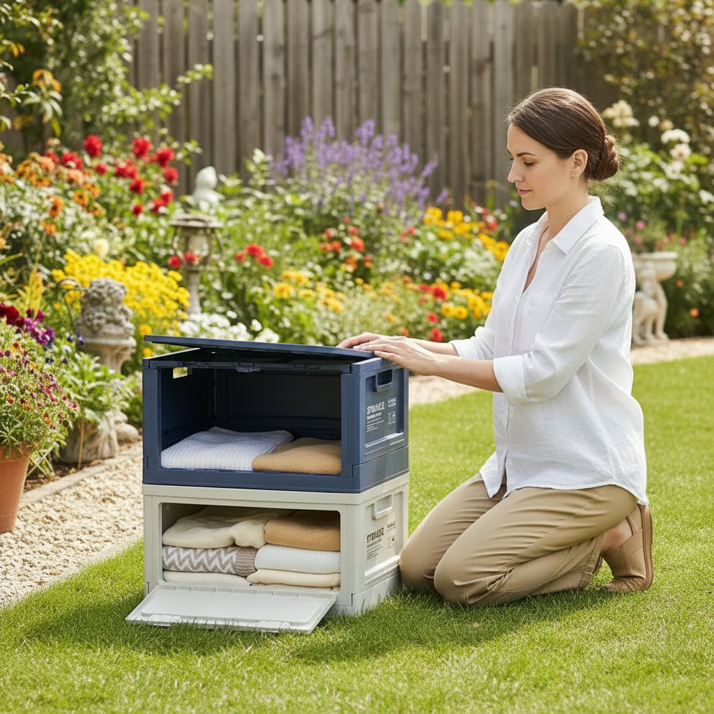 Outdoor Camping Folding Storage Box For Bedroom And Car Mounted Plastic Storage Cabinet For Clothes And Toys