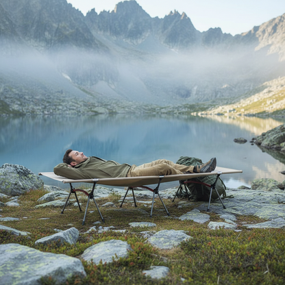 Ultralight Camping Cot Portable Folding Camp Bed with Adjustable Height Aluminum Frame
