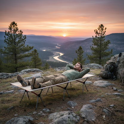 Ultralight Camping Cot Portable Folding Camp Bed with Adjustable Height Aluminum Frame