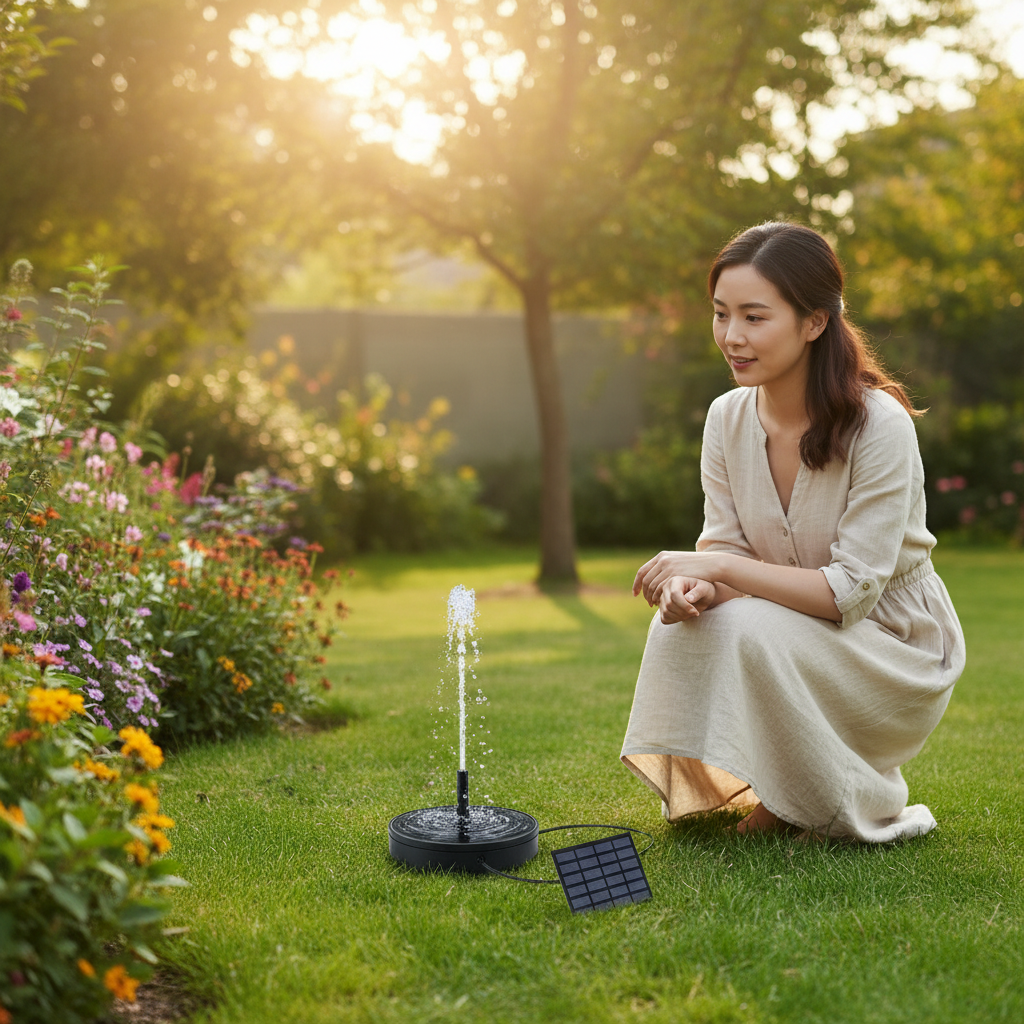 Outdoor Fountain Solar Floating Water Pump with 6 Spray Nozzles for Garden Pond and Bird Bath