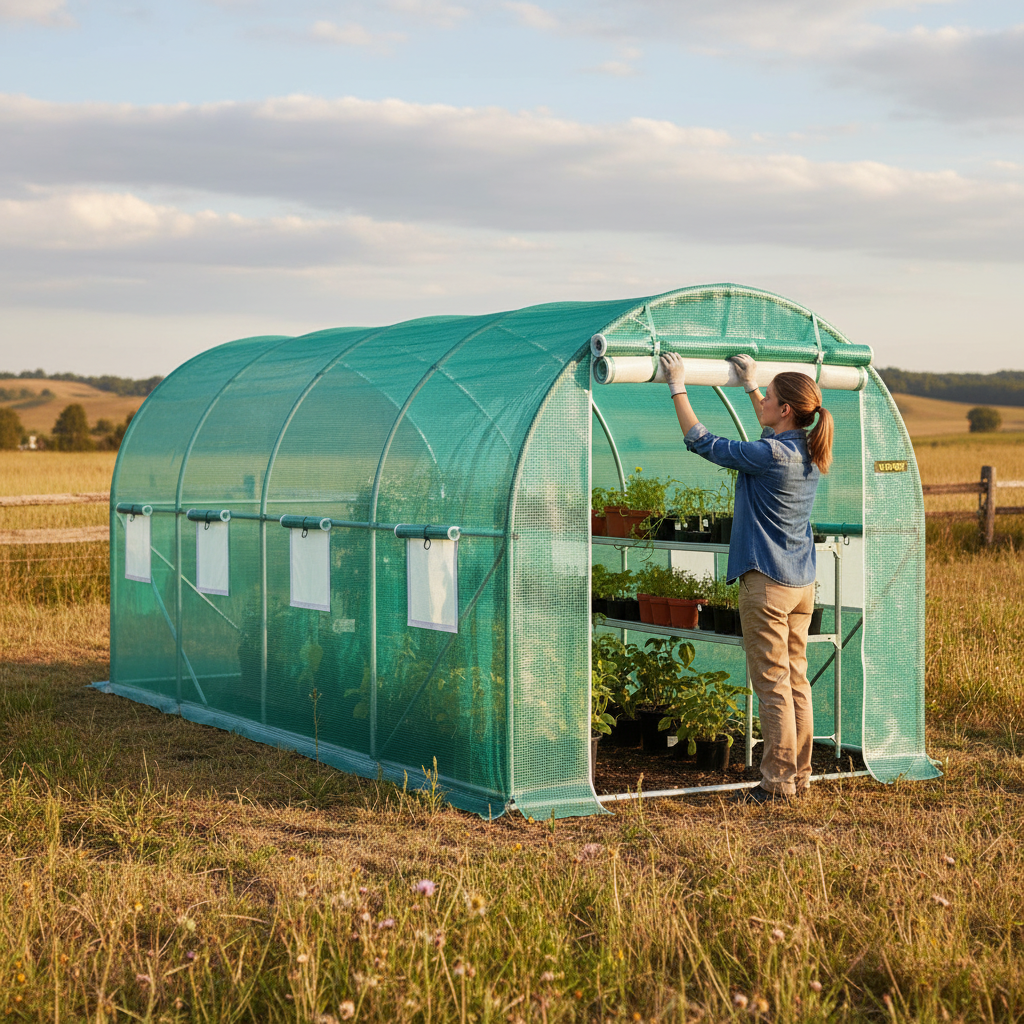 Outdoor Greenhouse Tunnel Walk-In Greenhouse with Galvanized Frame and PE Cover