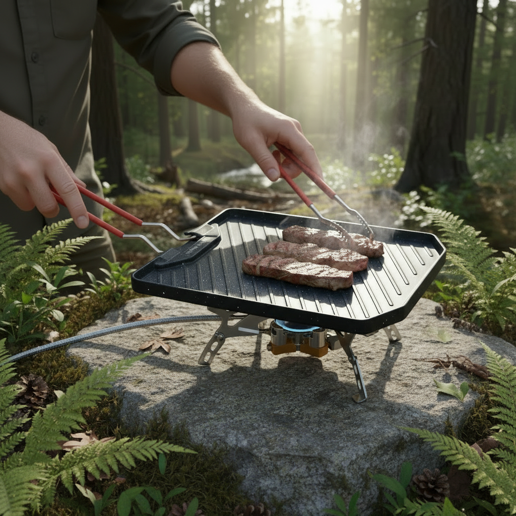Portable Barbecue Grill Pan Portable BBQ Stove Camping Grill Camping BBQ Grill Campground Cooking Pan for Gas Stoves