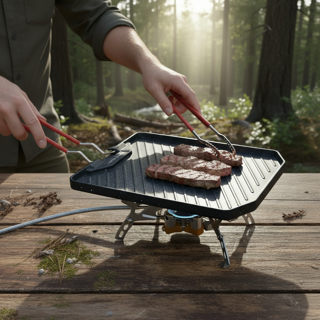 Portable Barbecue Grill Pan Portable BBQ Stove Camping Grill Camping BBQ Grill Campground Cooking Pan for Gas Stoves