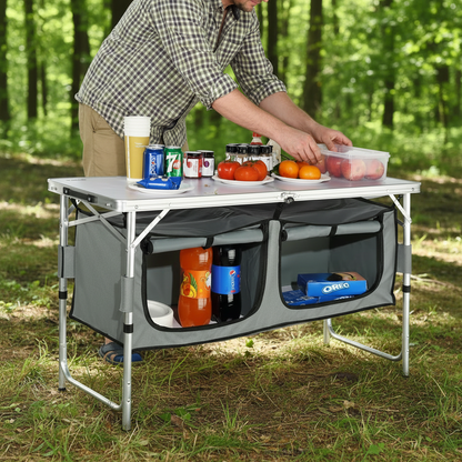 Folding Camping Table Foldable Collapsible Camping Table Light Weight Folding Table Campground Cooking Side Table with Storage