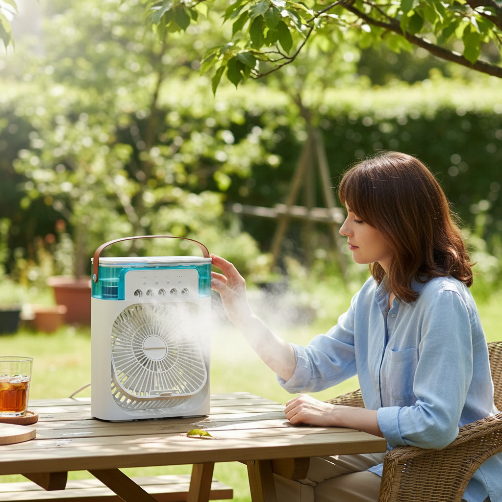 Air Cooler Fan Portable Cooling Fan with Mist 3 in 1 Personal Air Cooler Fan Evaporative Cooling Portable for Office Home Use