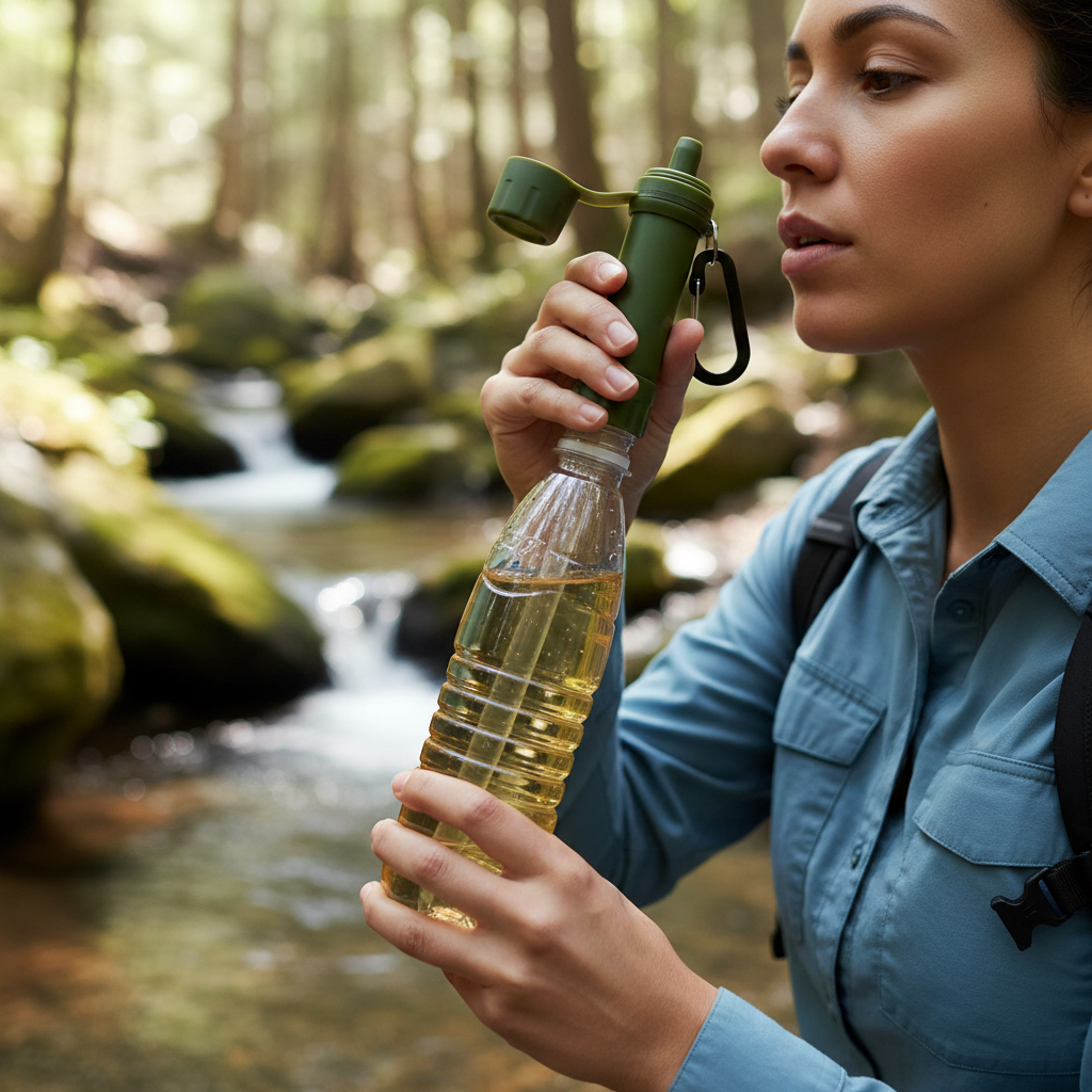 Portable Straw Water Filter Personal Water Purification Attachment for Camping Hiking Travel Emergency Portable Water Filter Straw