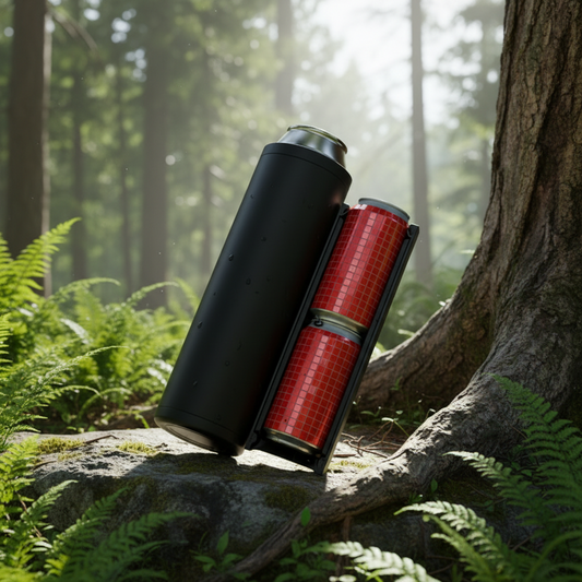 Portable Beverage Can Holder Drink Insulator Storage Container Holds Two Cans for Outdoor Party Camping Reusable Plastic Cooler with Secure Lid