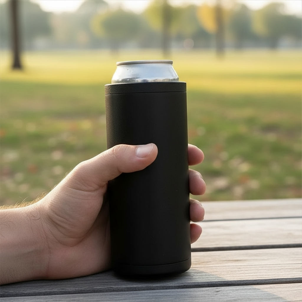 Portable Beverage Can Holder Drink Insulator Storage Container Holds Two Cans for Outdoor Party Camping Reusable Plastic Cooler with Secure Lid