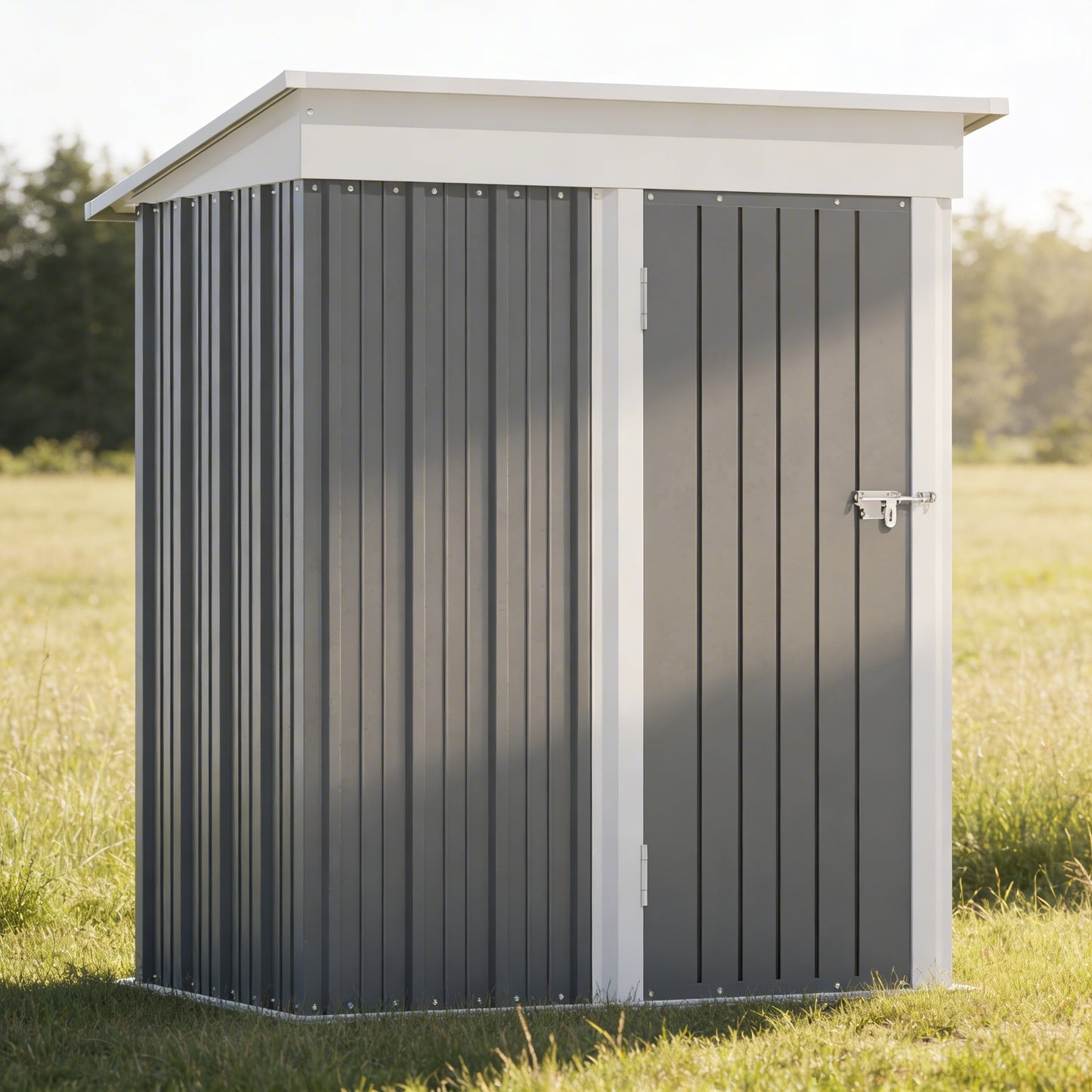 Outdoor Storage Shed With Sloping Roof And Lockable Door Metal Shed For Backyard Garden Patio Lawn