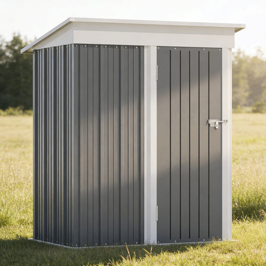 Outdoor Storage Shed With Sloping Roof And Lockable Door Metal Shed For Backyard Garden Patio Lawn