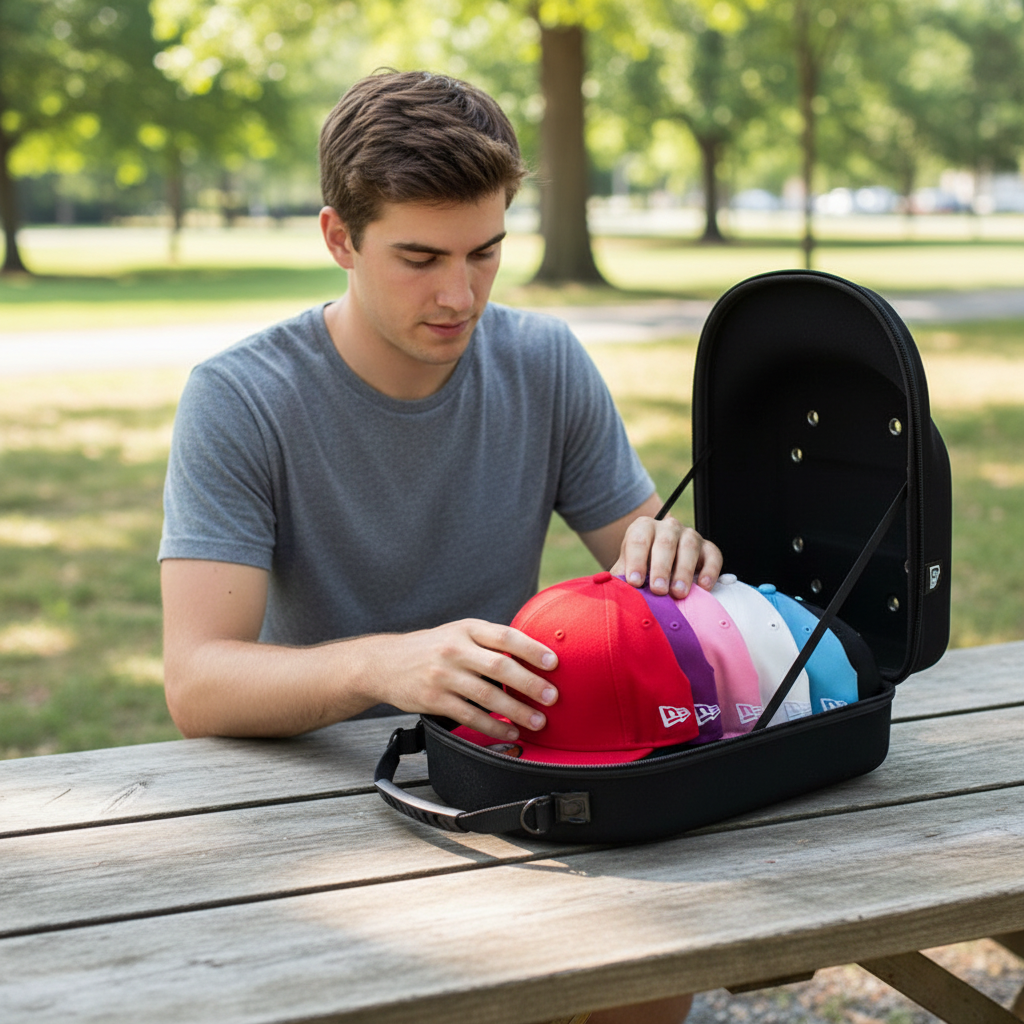 Portable Outdoor Travel Hat Carrier Case Hard Shell Storage Box For Baseball Caps Carrying Bag