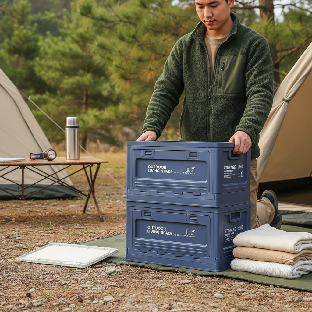 Outdoor Camping Folding Storage Box For Bedroom And Car Mounted Plastic Storage Cabinet For Clothes And Toys