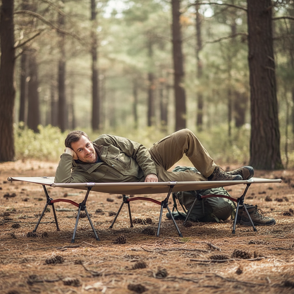 Ultralight Camping Cot Portable Folding Camp Bed with Adjustable Height Aluminum Frame