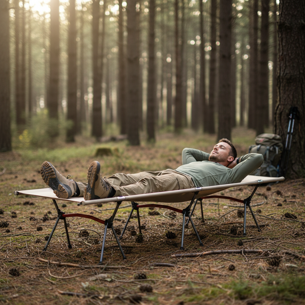 Ultralight Camping Cot Portable Folding Camp Bed with Adjustable Height Aluminum Frame