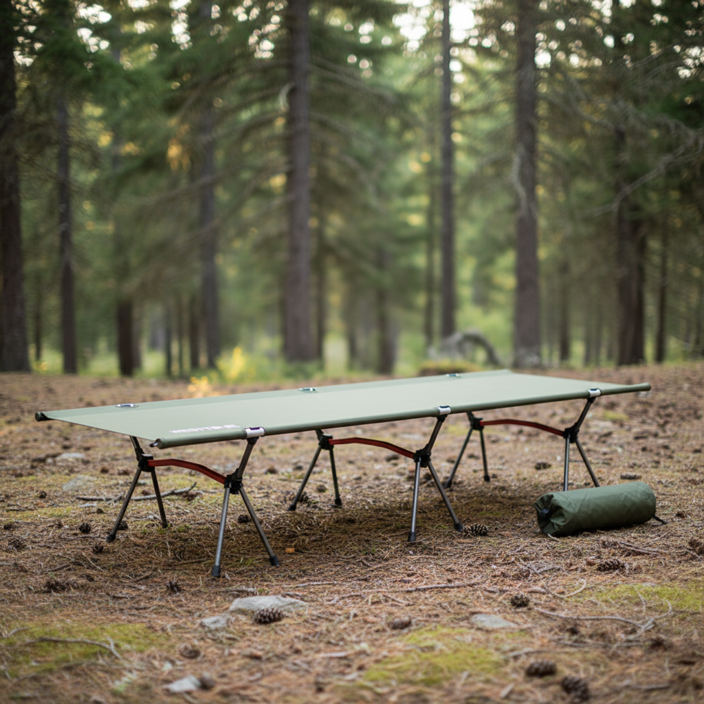 Ultralight Camping Cot Portable Folding Camp Bed with Adjustable Height Aluminum Frame