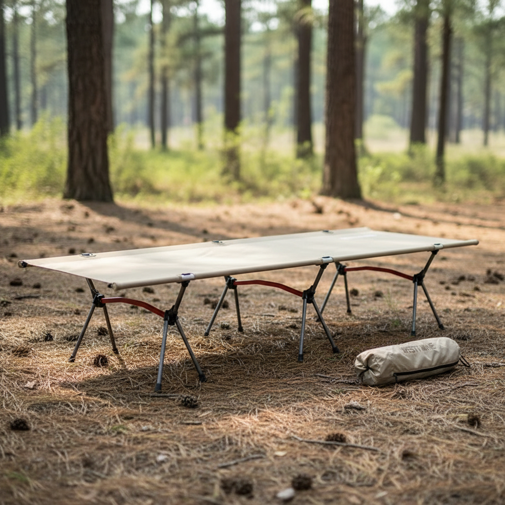 Ultralight Camping Cot Portable Folding Camp Bed with Adjustable Height Aluminum Frame