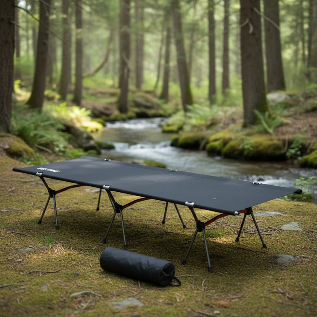 Ultralight Camping Cot Portable Folding Camp Bed with Adjustable Height Aluminum Frame
