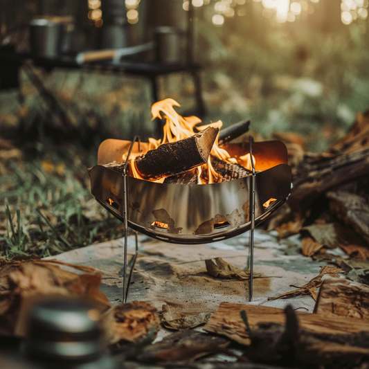 Ultralight Backpacking Fire Pit Foldable Stainless Steel Camping Fire Pit with Grill Grate