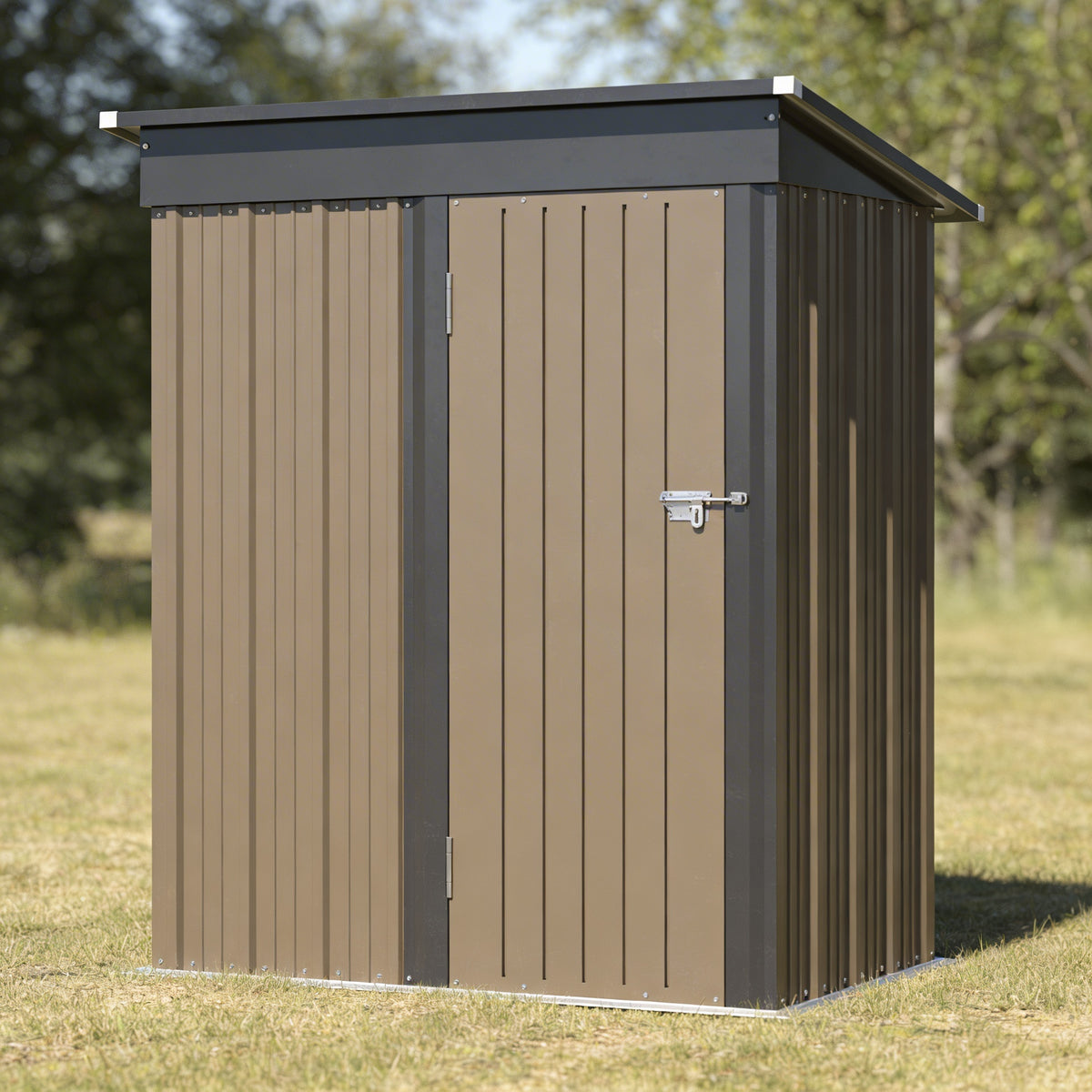 Outdoor Storage Shed With Sloping Roof And Lockable Door Metal Shed For Backyard Garden Patio Lawn