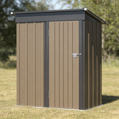 Outdoor Storage Shed With Sloping Roof And Lockable Door Metal Shed For Backyard Garden Patio Lawn