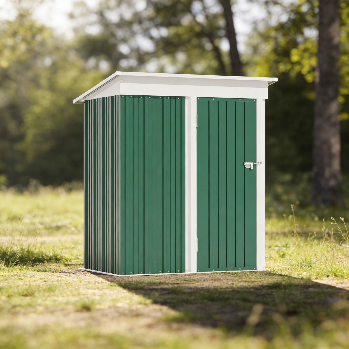 Outdoor Storage Shed With Sloping Roof And Lockable Door Metal Shed For Backyard Garden Patio Lawn