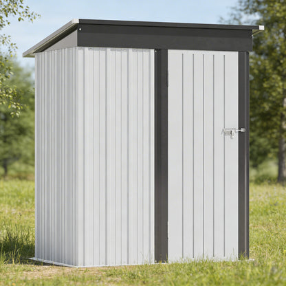 Outdoor Storage Shed With Sloping Roof And Lockable Door Metal Shed For Backyard Garden Patio Lawn