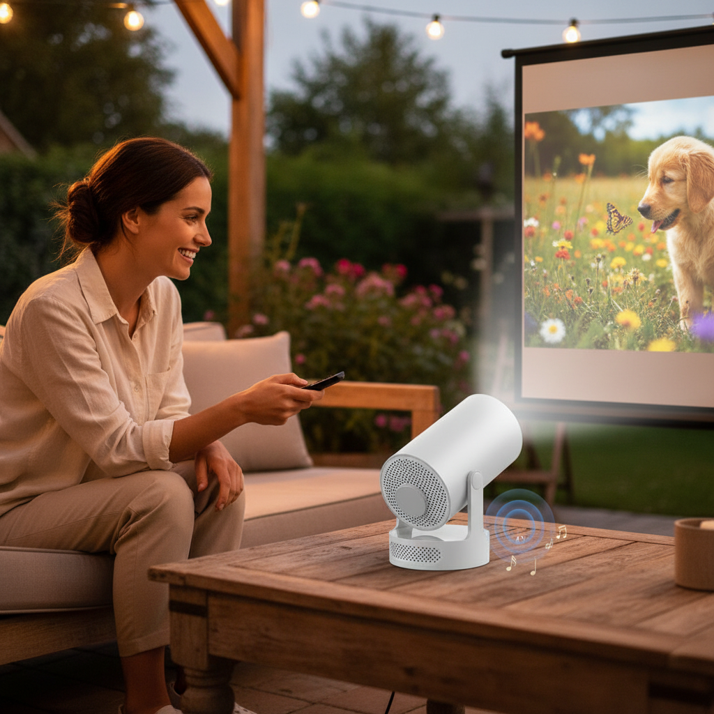 Outdoor Projector Portable Mini LED Projector 290 ANSI 720P HD WiFi Bluetooth Android System