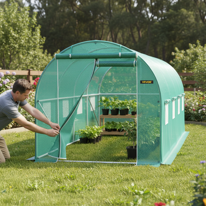Outdoor Greenhouse Tunnel Walk-In Greenhouse with Galvanized Frame and PE Cover