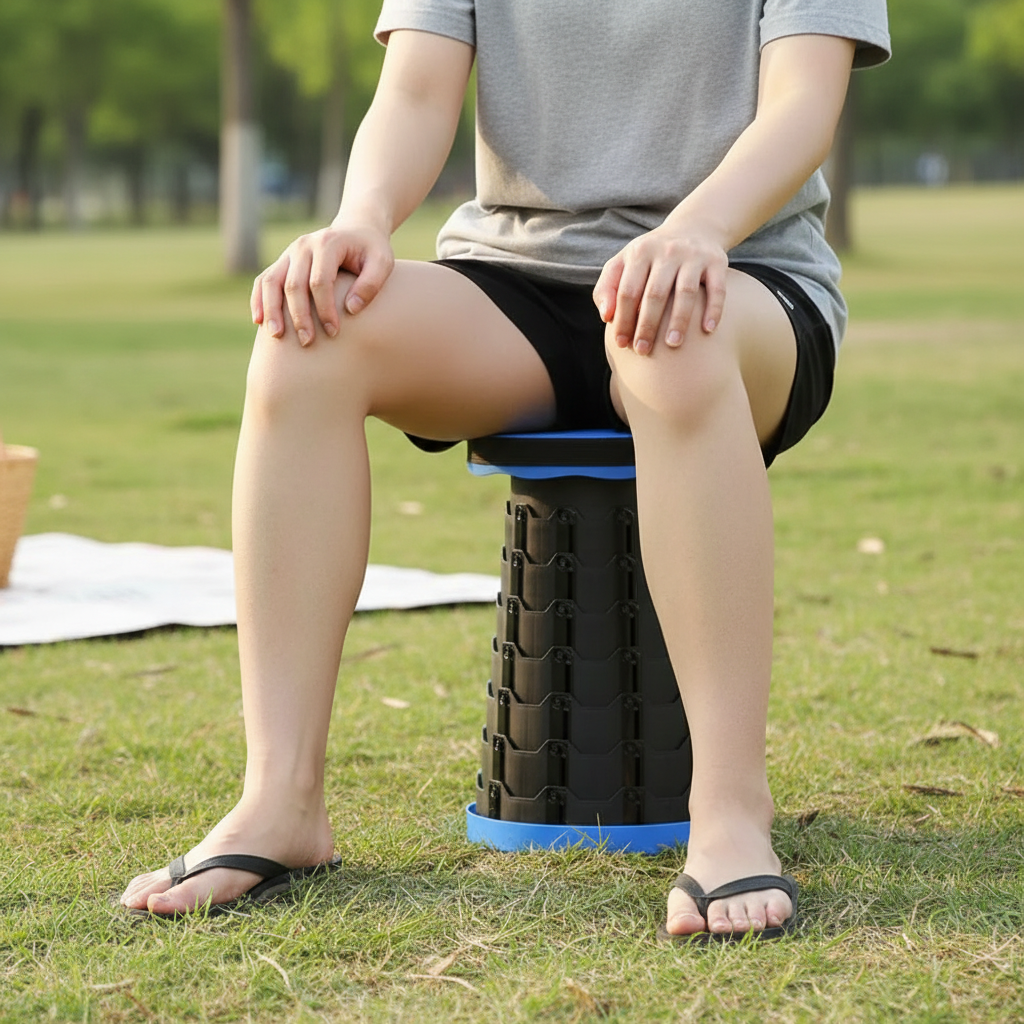 Portable Folding Stool Adjustable Retractable Camping Seat Lightweight Collapsible Travel Chair
