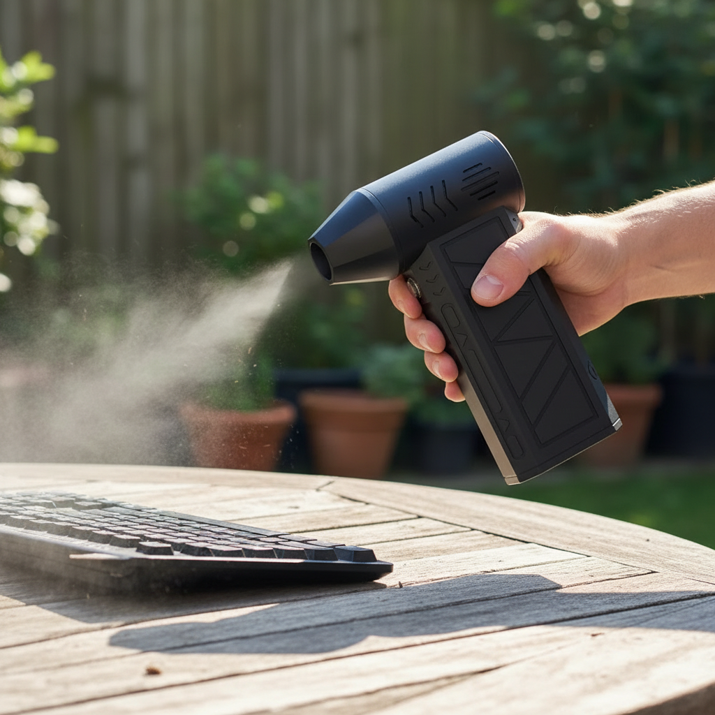 Cordless Air Duster Portable Turbo Air Blower with LED Light Rechargeable 3 Speed Cleaner