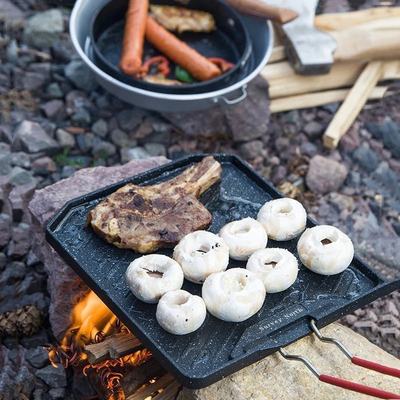 Portable Barbecue Grill Pan Portable BBQ Stove Camping Grill Camping BBQ Grill Campground Cooking Pan for Gas Stoves